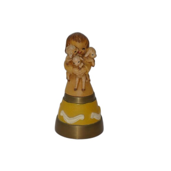 Anri Ferrandiz Spring Arrivals Hand Painted Girl with Sheep Brass Bell - Picture 2 of 9
